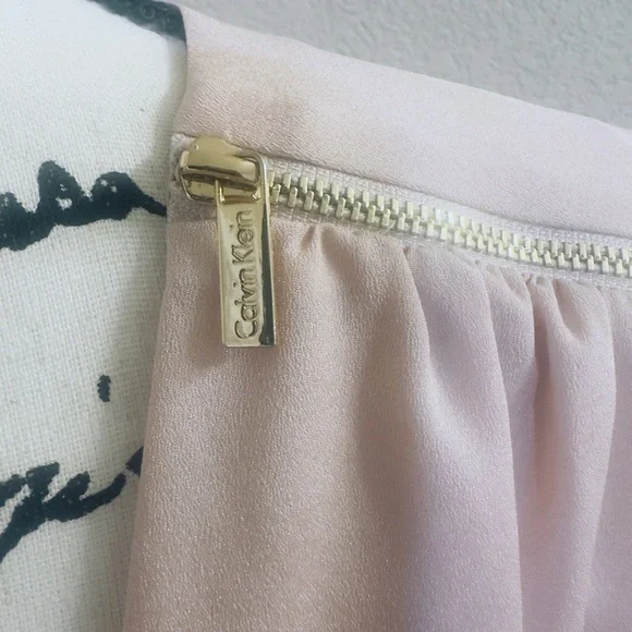 Calvin Klein Light Pink Draped Blouse with Gold Details - Picture 6 of 7